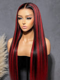 Vietnam bonestraight 24 inches with a 5x5 closure red mix with black