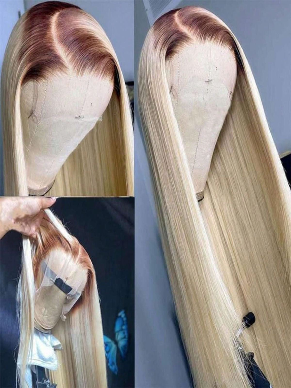 Vietnamese blonde human hair bone straight 24 inches pard with a 5x5 closure