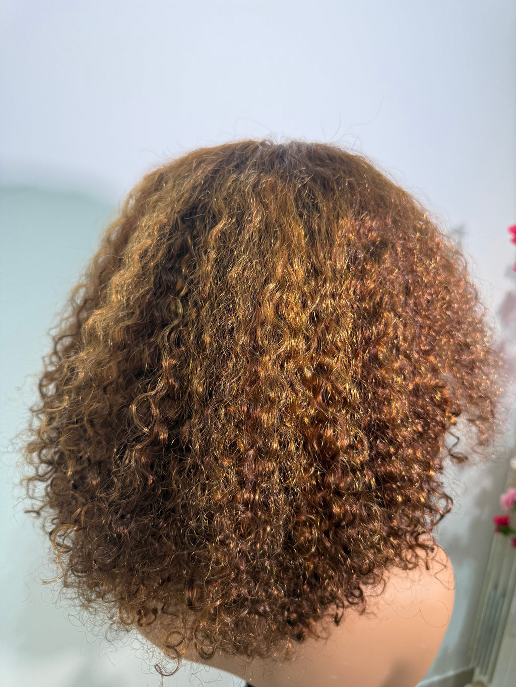 Honey Brown Pixie Curl Human Hair Wig