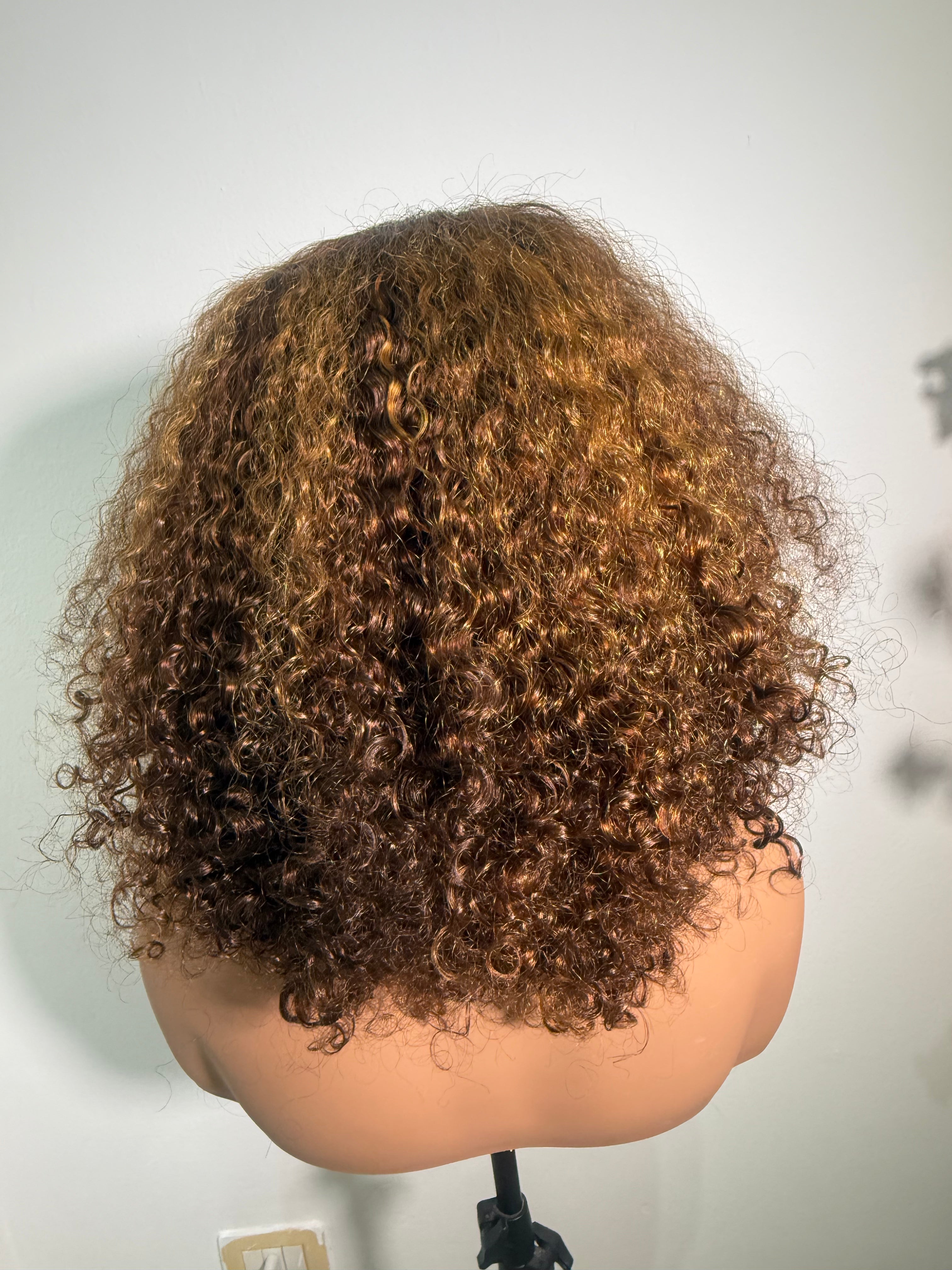 Honey Brown Pixie Curl Human Hair Wig